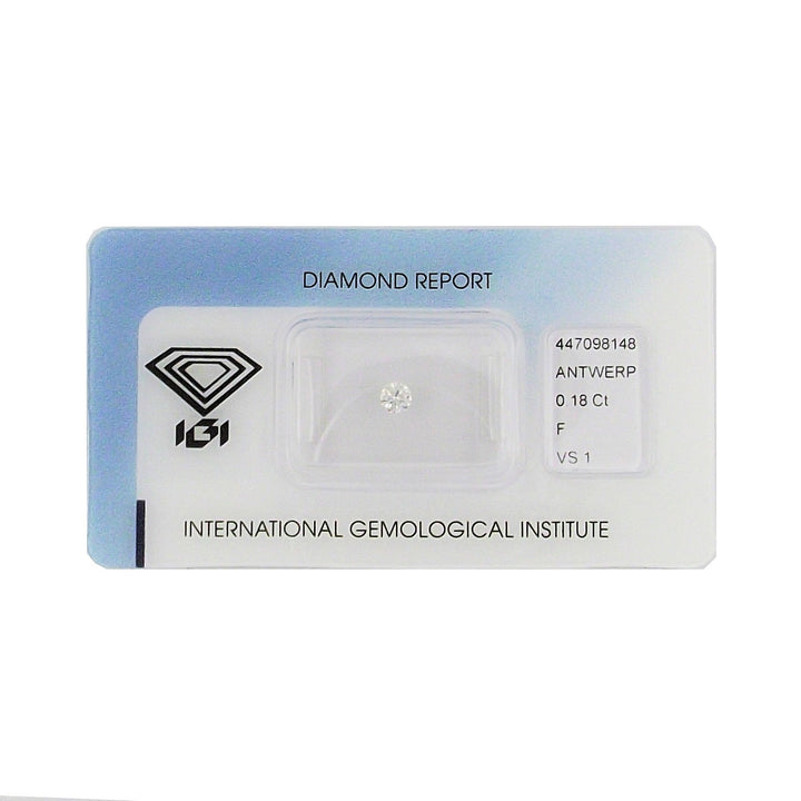 IGI diamante in blister certificato taglio brillante 0,18ct colore F purezza VS 1 - Capodagli 1937