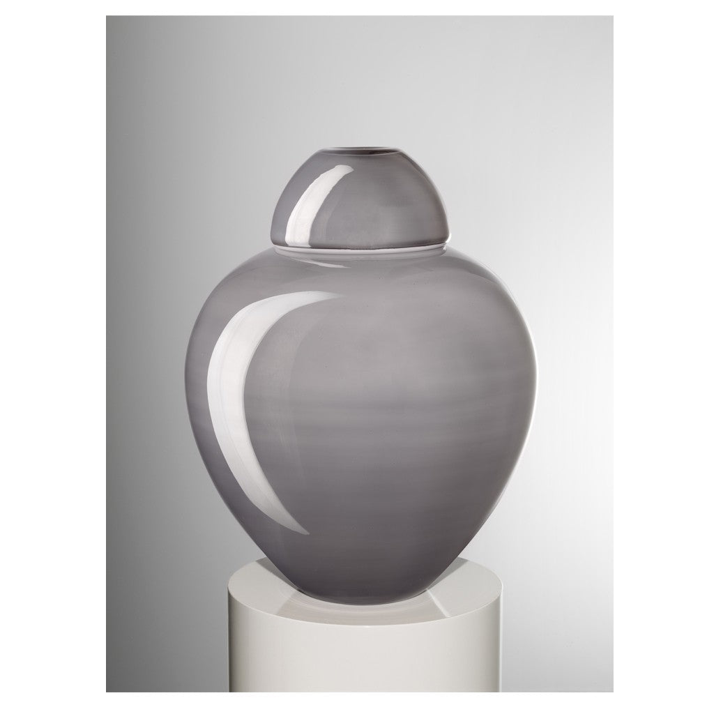 Ivv vaso Sophisticated Lady Potiche incamiciato biancolatte decoro lustro grigio h 32cm 8517.3 - Gioielleria Capodagli
