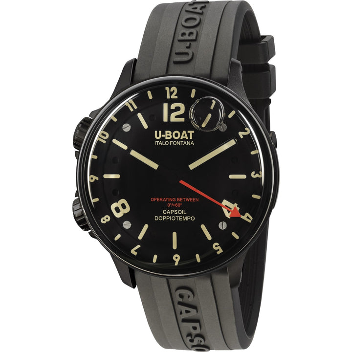 U-BOAT orologio Capsoil Doppiotempo DLC 45mm nero quarzo acciaio finitura DLC nero 8770/A