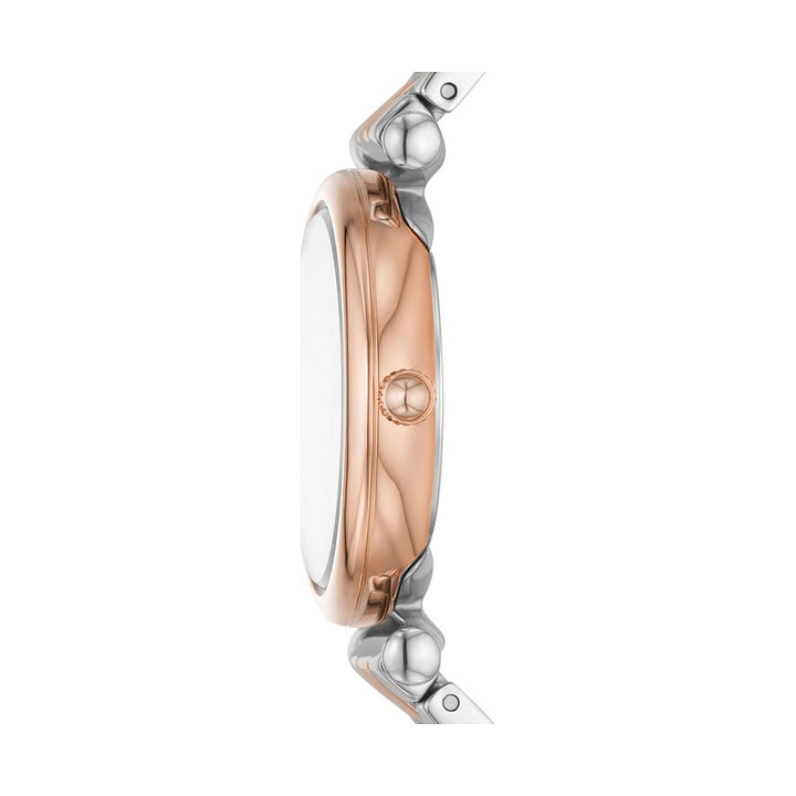 Reloj Fosssil Carlie 28 mm de plata acabado de acero de cuarzo PVD oro rosa ES5201
