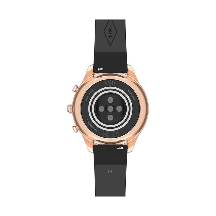 Fossil montre smartwatch hybride Stella Gen 6 41mm noir acier finition PVD or rose FTW7064