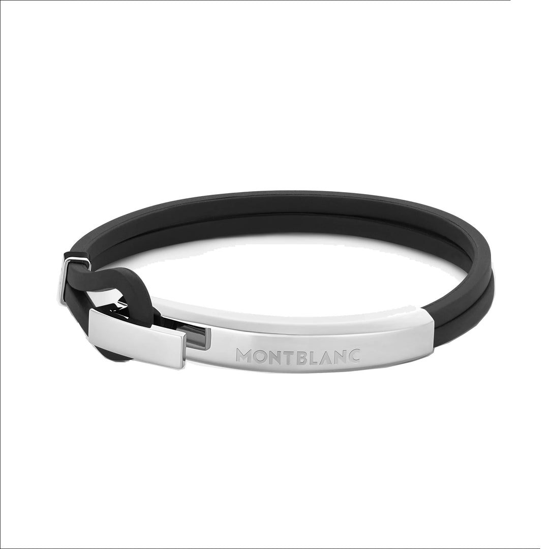 Montblanc black rubber bracelet and steel Wrap Me 126135