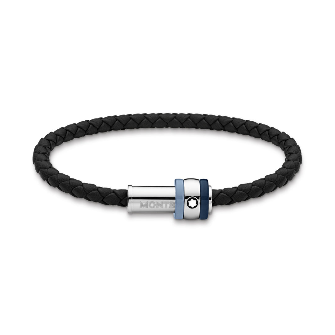 Montblanc bracelet Montblanc 1858 Ice Sea blue black braided leather size L 12951868