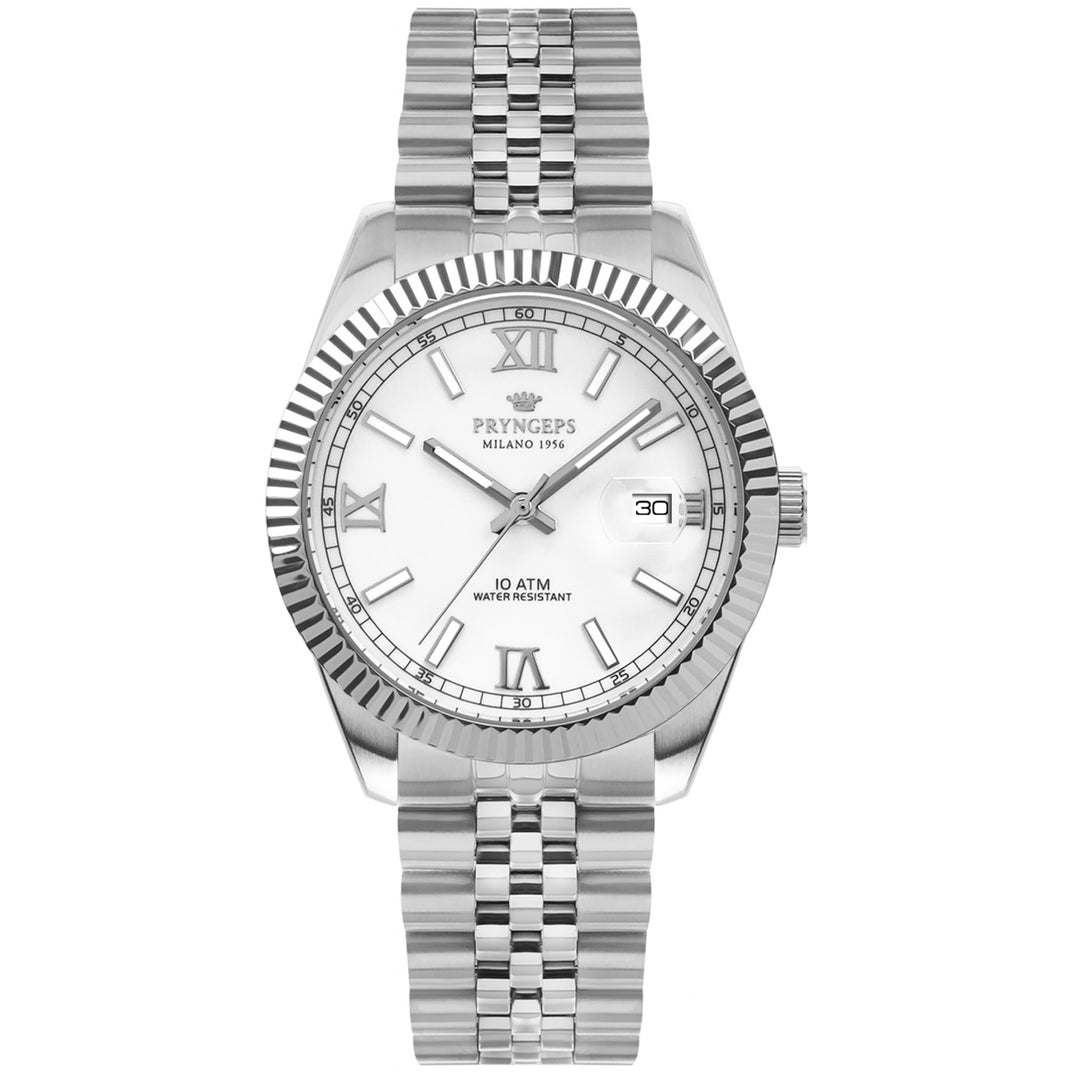 Pryngeps watch Erre X Medium 36mm white quartz steel A1096 BI