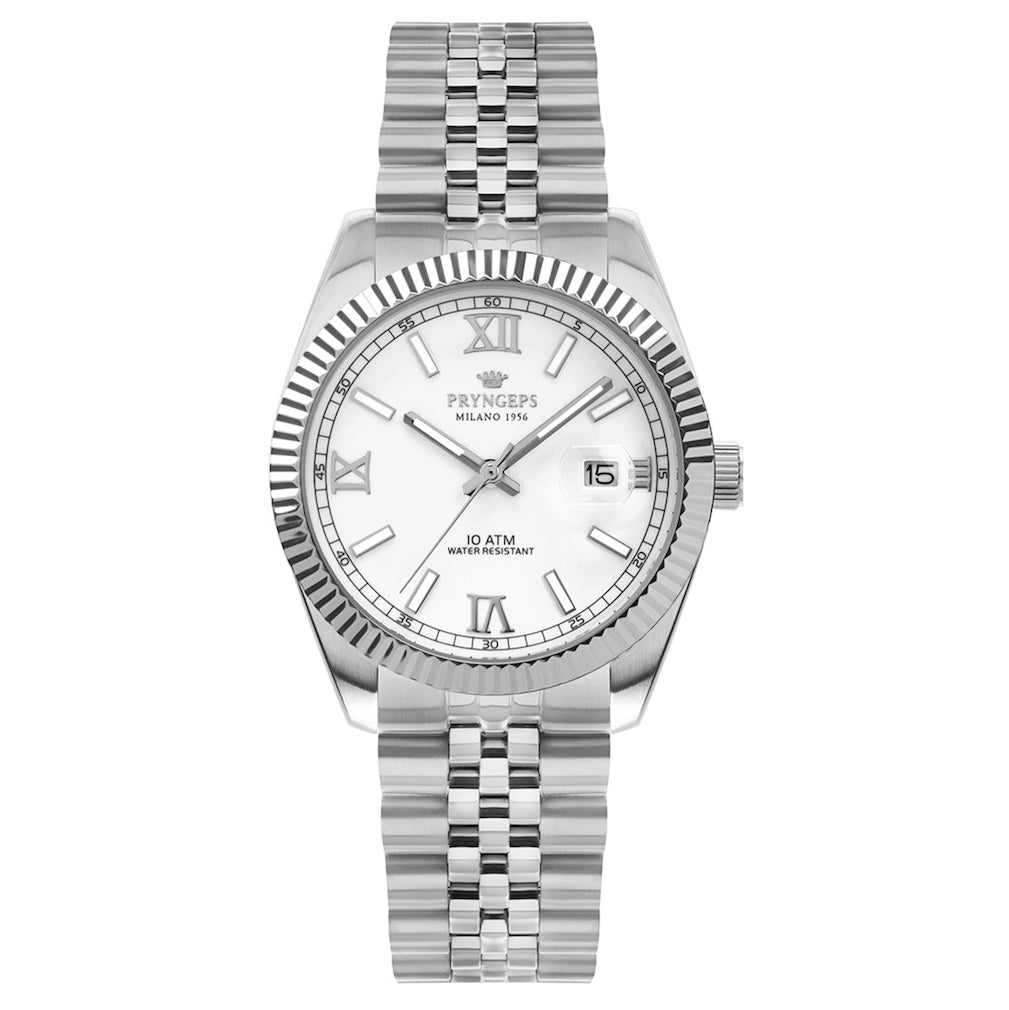 Pryngeps watch Erre 40mm white steel quartz A821/2 BI
