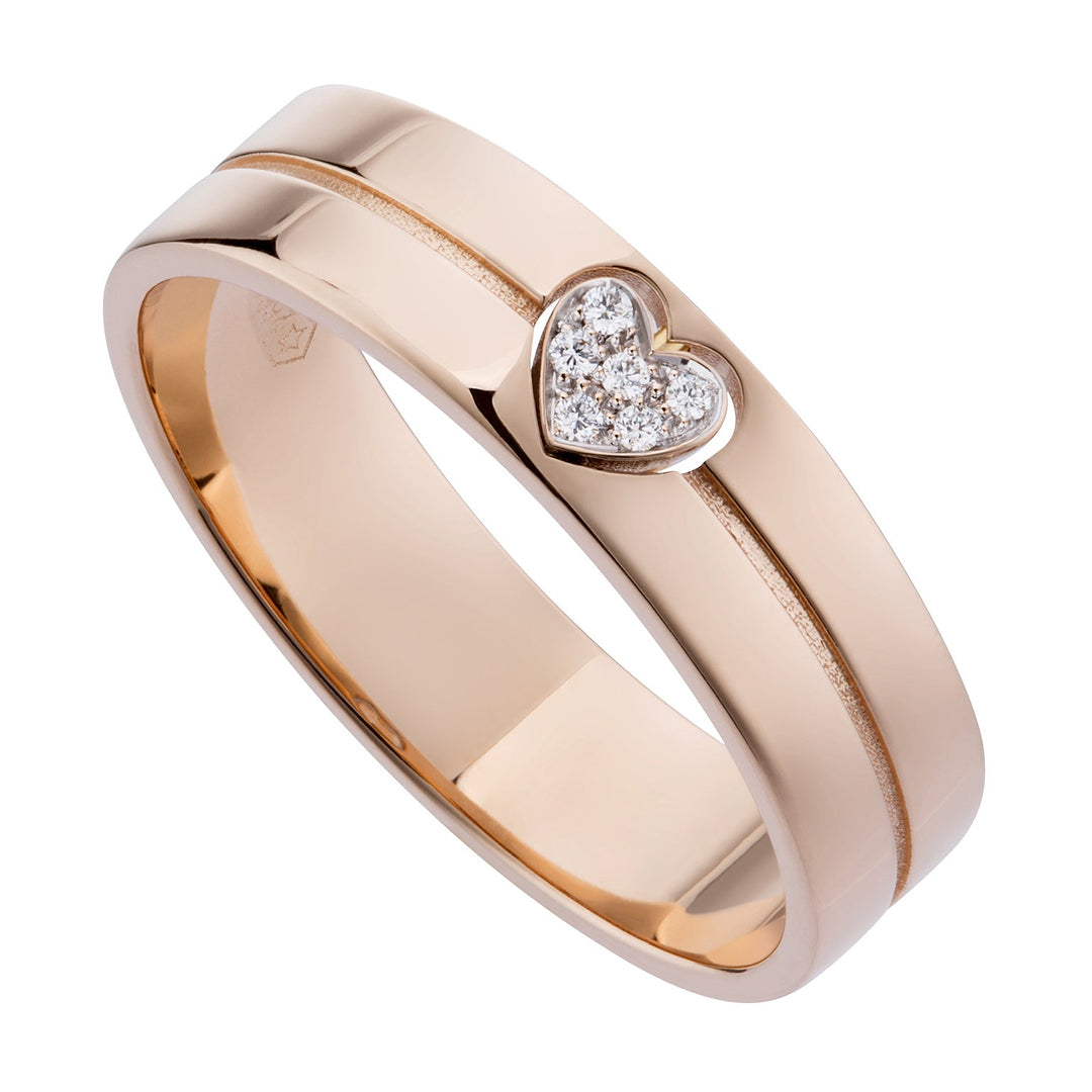 Golay Small Pavè Heart Band Ring