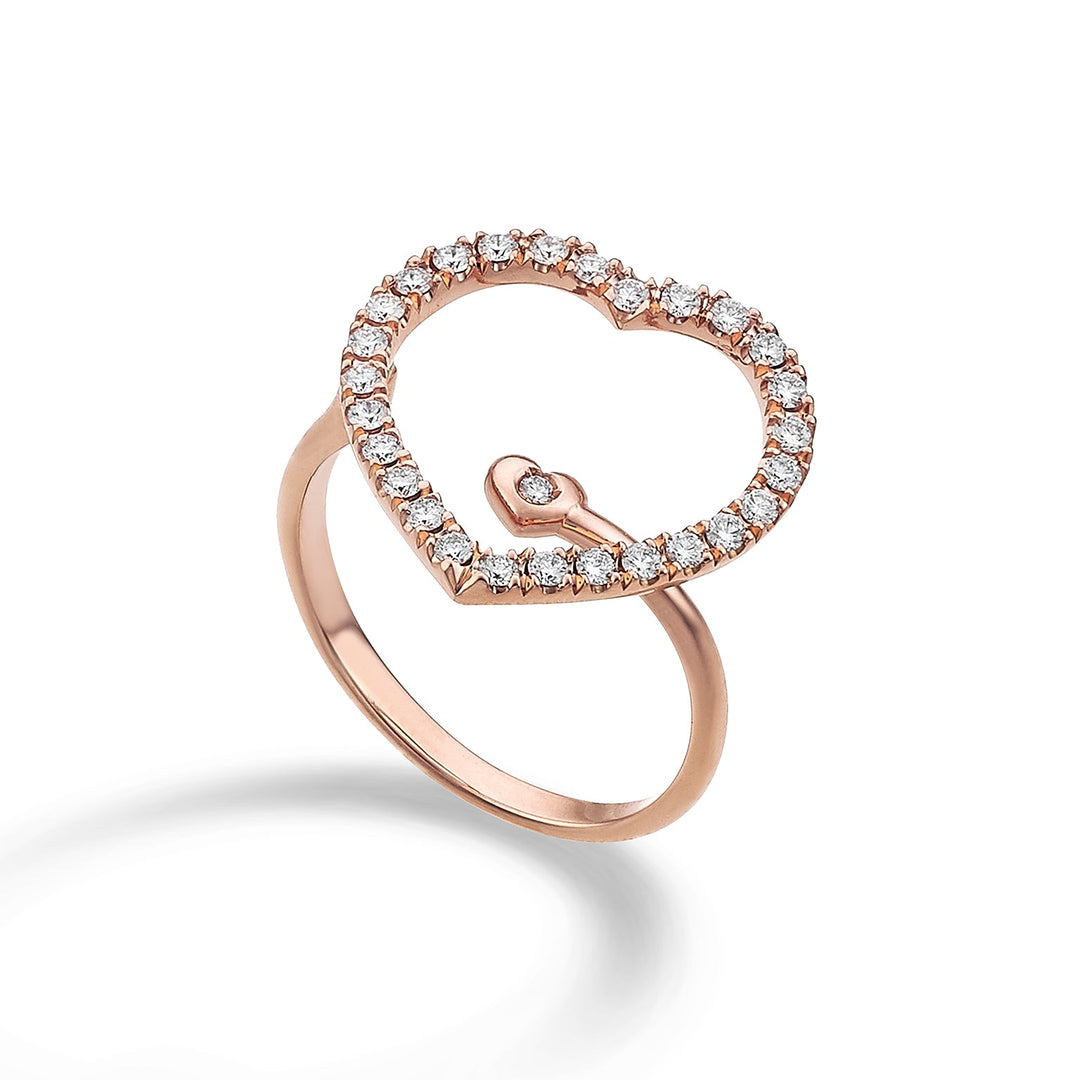 Golay Big Heart Ring with Diamond