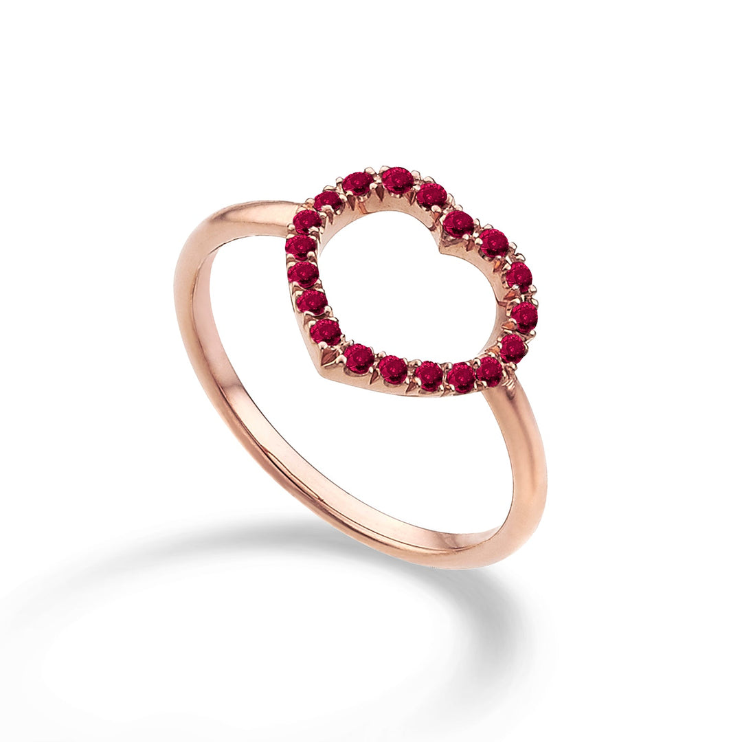 Golay Ring Heart Medium With Rubies