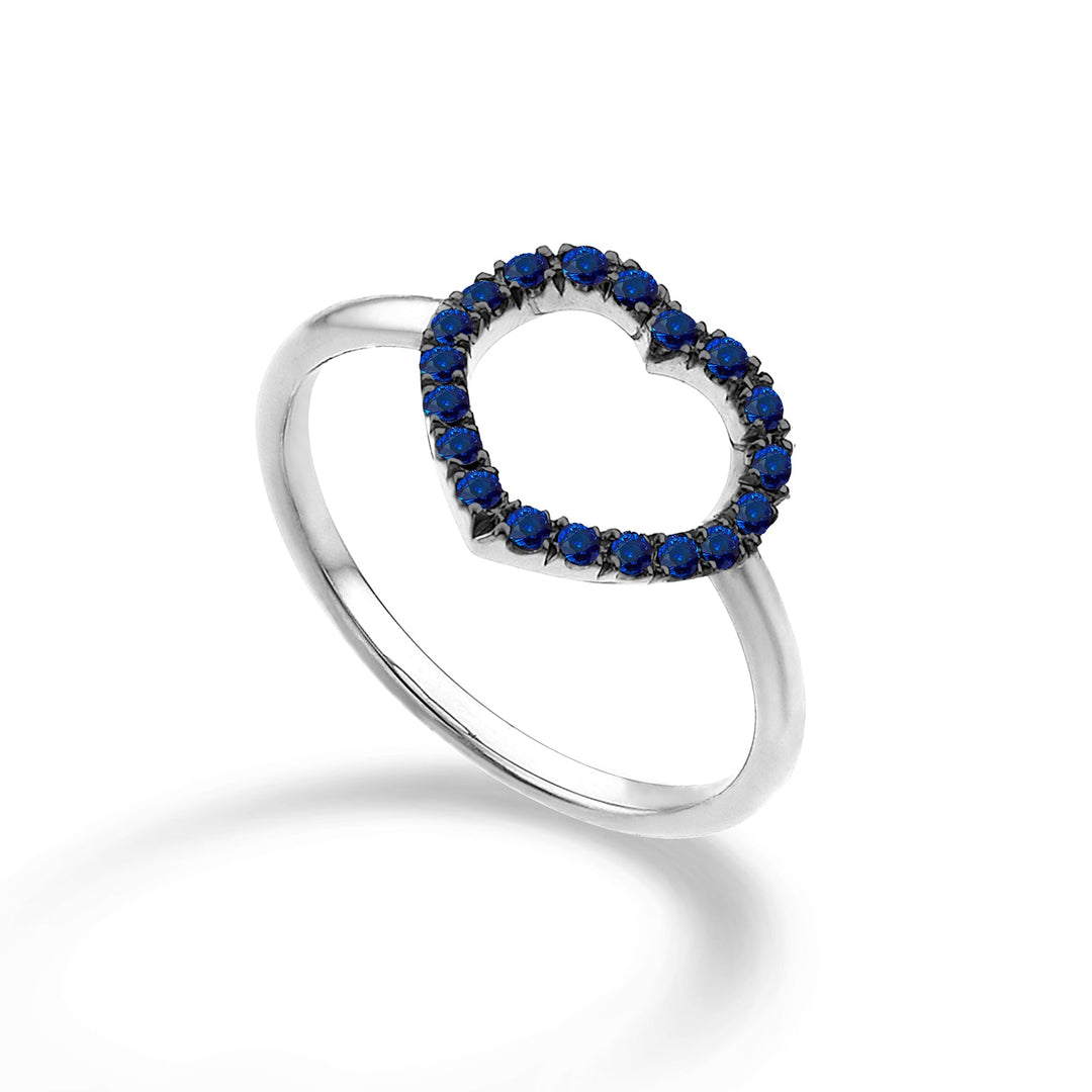 Golay Middle Heart Ring With Sapphires
