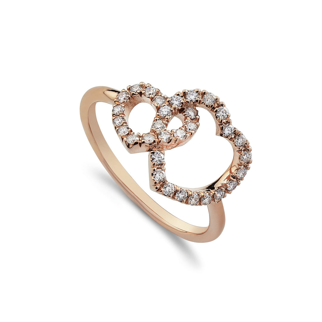 Golay Ring 2 Hearts Hooked With Diamonds