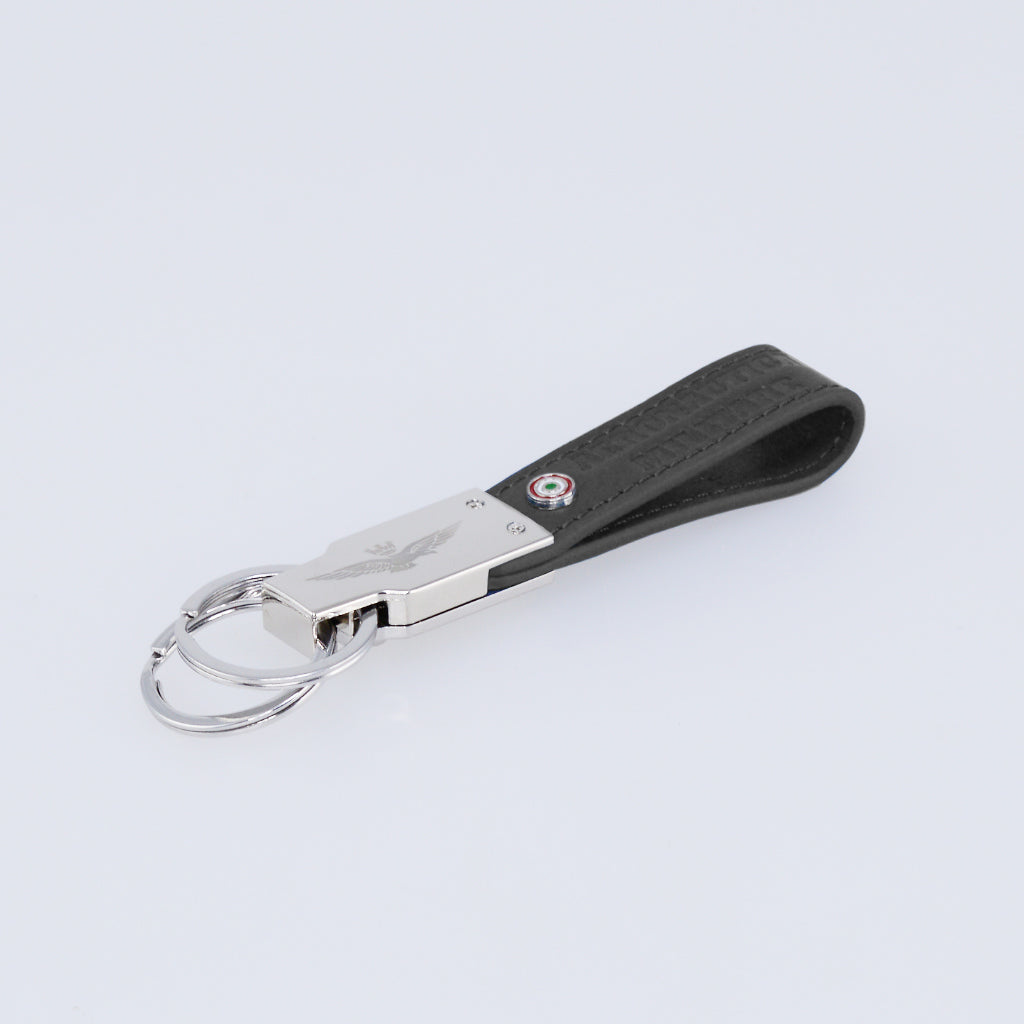 Aeronautica Military Leather Keychain with Two Rings AM162-NE