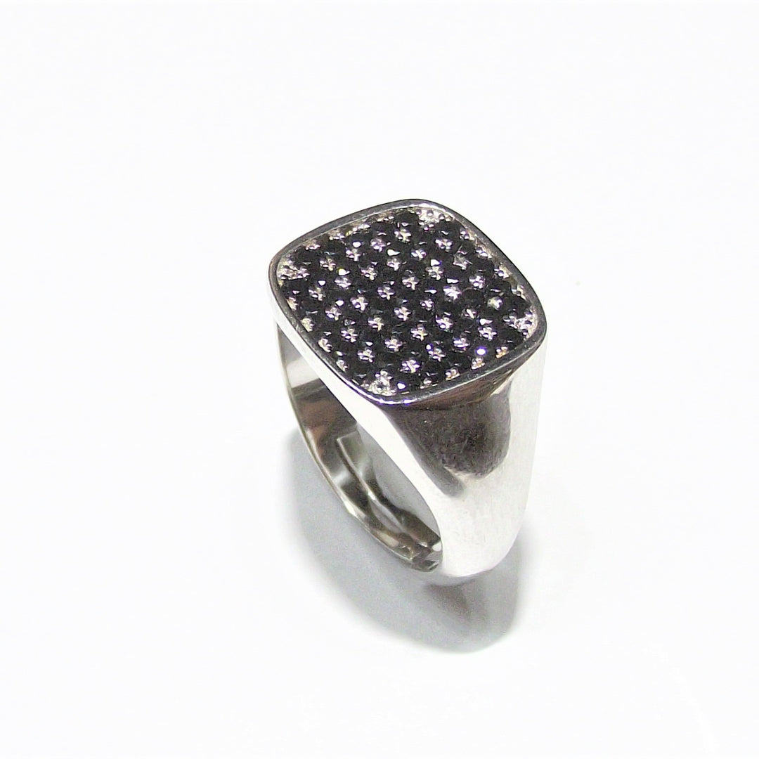 981 Jewels anello pavé Stardust Square argento 925 zirconi neri AN19 BN - Capodagli 1937