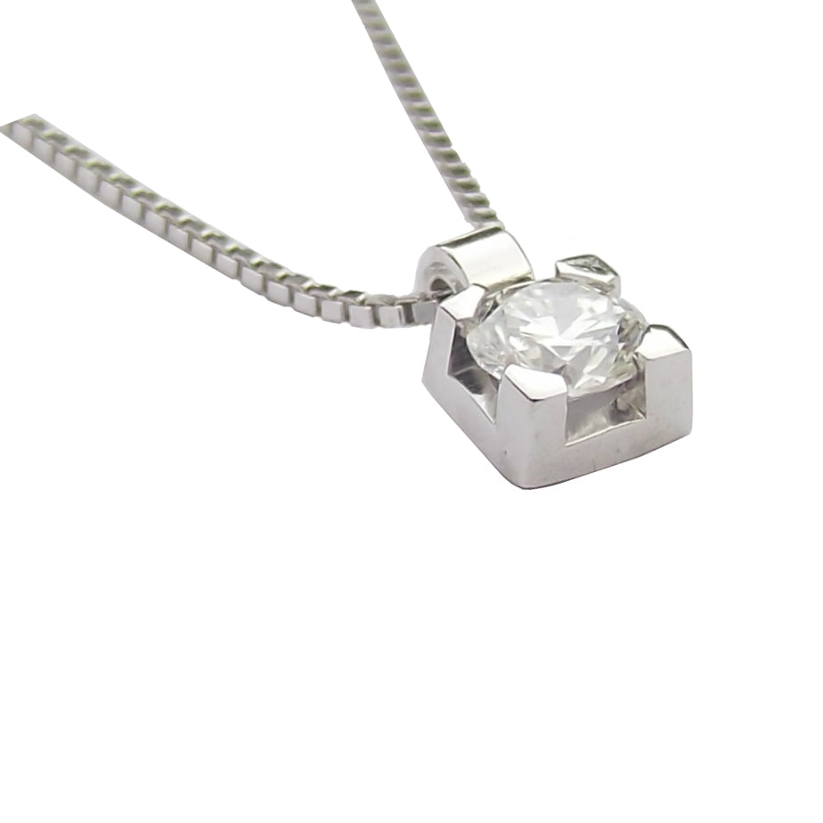 Collier rond Point Light Square or blanc 18 carats diamant 0350-12 GI