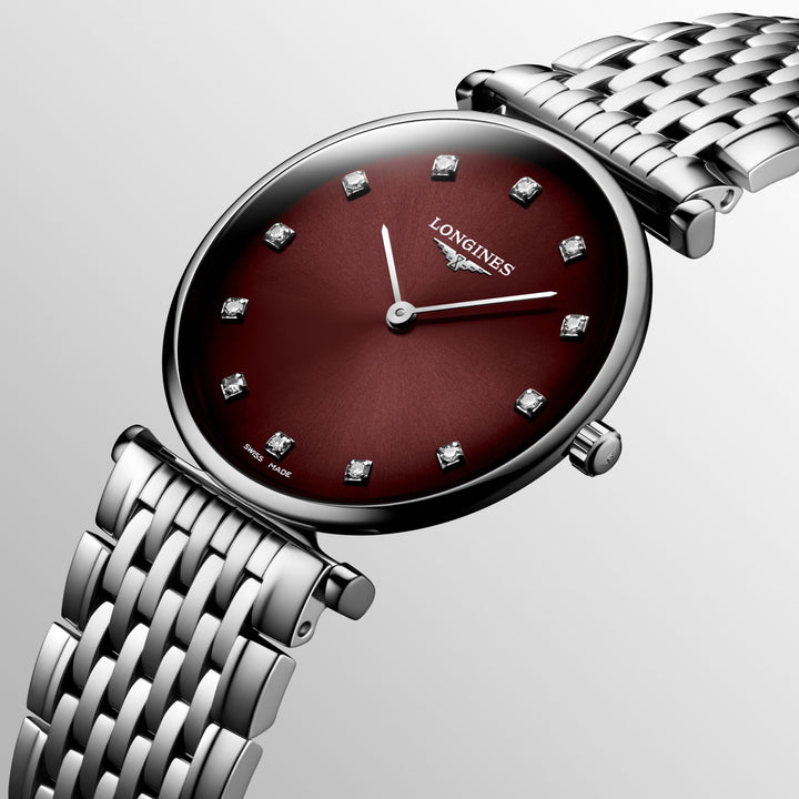 Longines orologio La Grande Classique 29mm bordeaux quarzo acciaio L4.512.4.91.6