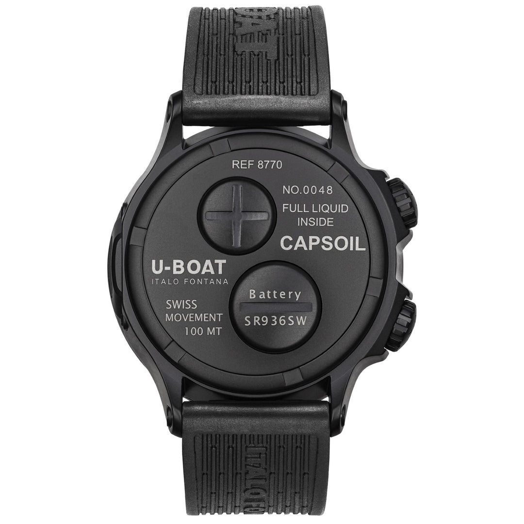 Reloj U-BOAT Capsoil Doubletime DLC 45mm negro Acabado de acero de cuarzo negro DLC 8770