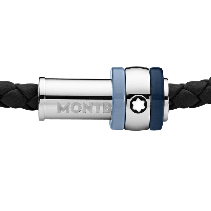 Montblanc bracelet Montblanc 1858 Ice Sea blue black braided leather size L 12951868