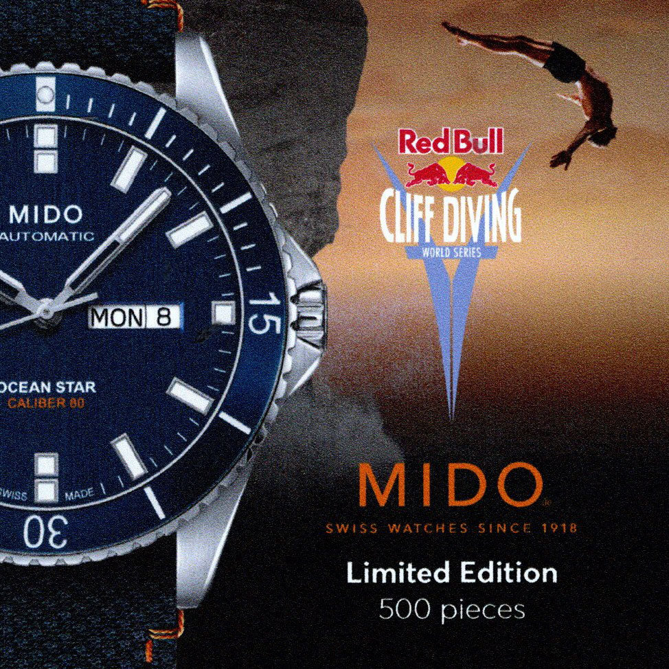 Mido orologio Ocean Star Red Bull Cliff Diving limited edition 500pz 42mm blu automatico acciaio M026.430.17.041.00 - Capodagli 1937