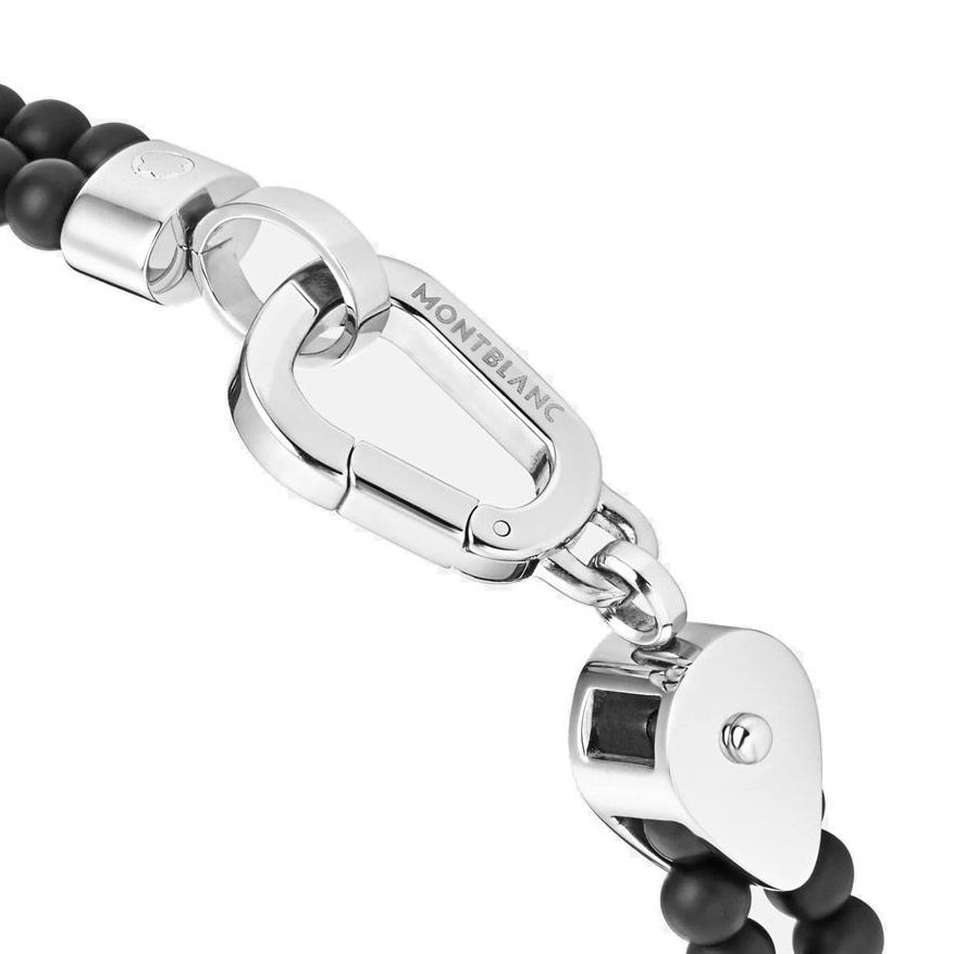 Montblanc Bracelet double tour Wrap Me Onyx et acier taille M 12596663