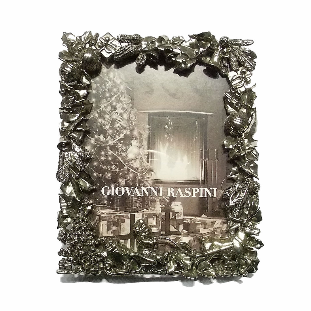Giovanni Raspini Christmas photo frame 9x11cm white bronze B0197