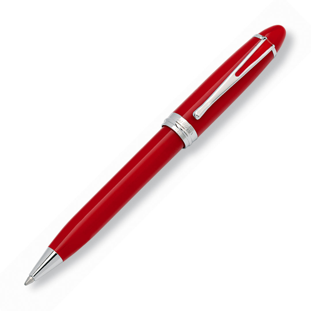 Aurora penna a sfera Ipsilon Deluxe rossa fermaglio con lacca in tinta, anello e finiture cromate B32-CRP - Gioielleria Capodagli
