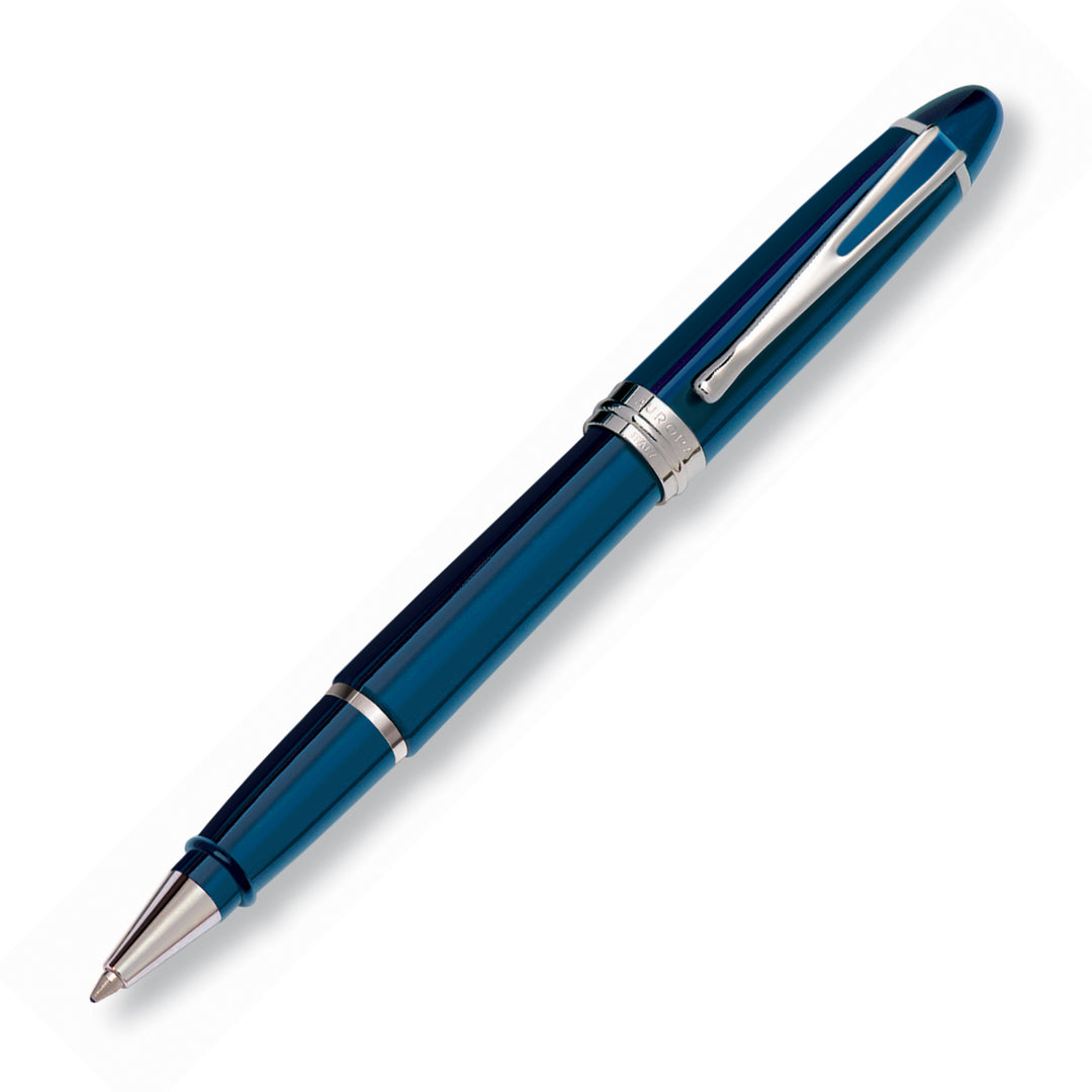 Aurora roller Ipsilon Deluxe blu fermaglio con lacca in tinta anello e finiture cromate B72-CB - Gioielleria Capodagli