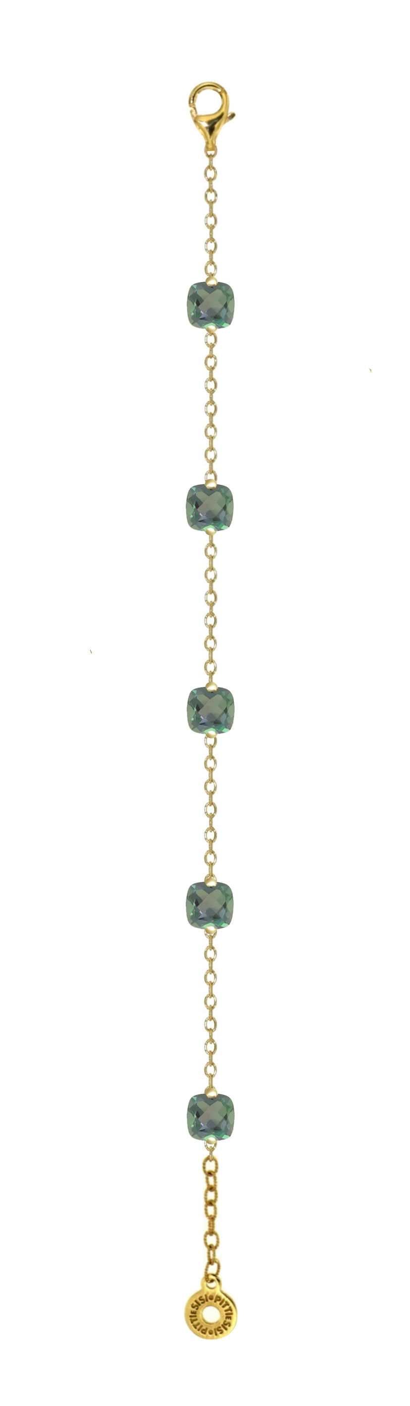 Bracelet arc-en-ciel Pitti et Sisi 925 argent finition PVD or jaune vert quartz BR 9590G/069