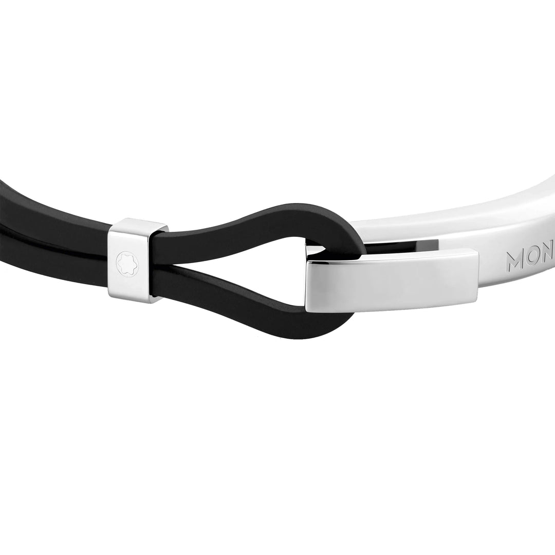 Montblanc black rubber bracelet and steel Wrap Me 126135
