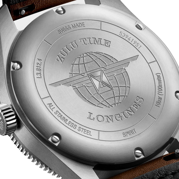 Longines Watch Spirit Zulu Zeit 42 mm schwarzer automatischer Stahl L3.812.4.53.2