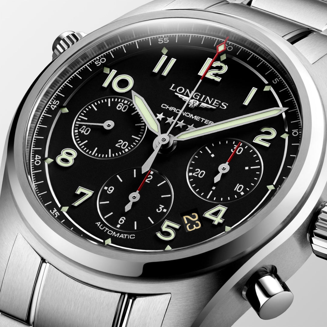 Longines orologio Spirit cronografo 42mm nero mat automatico acciaio L3.820.4.53.6 - Gioielleria Capodagli