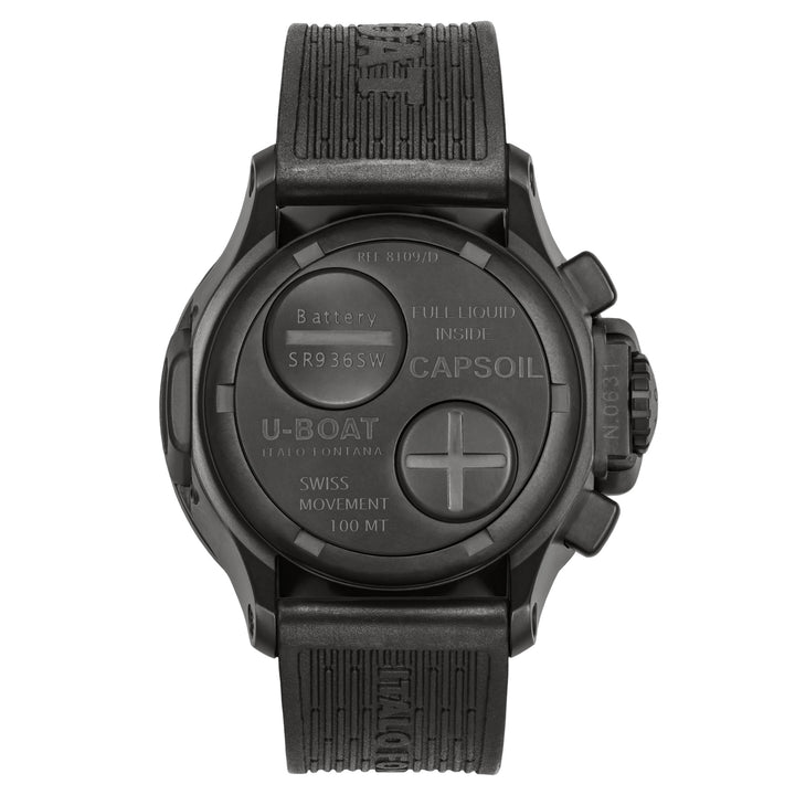 Reloj U-BOAT Capsoil Chrono DLC 45 mm negro Acabado de acero de cuarzo negro DLC 8109/D