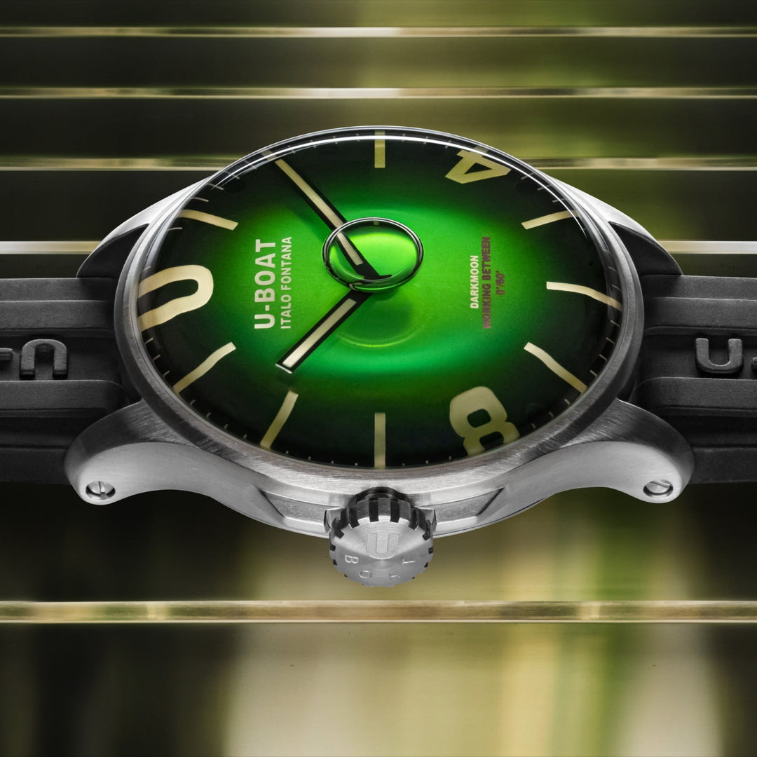 Montre U-BOAT Darkmoon Green SS Soleil 44 mm vert quartz acier 8702-B