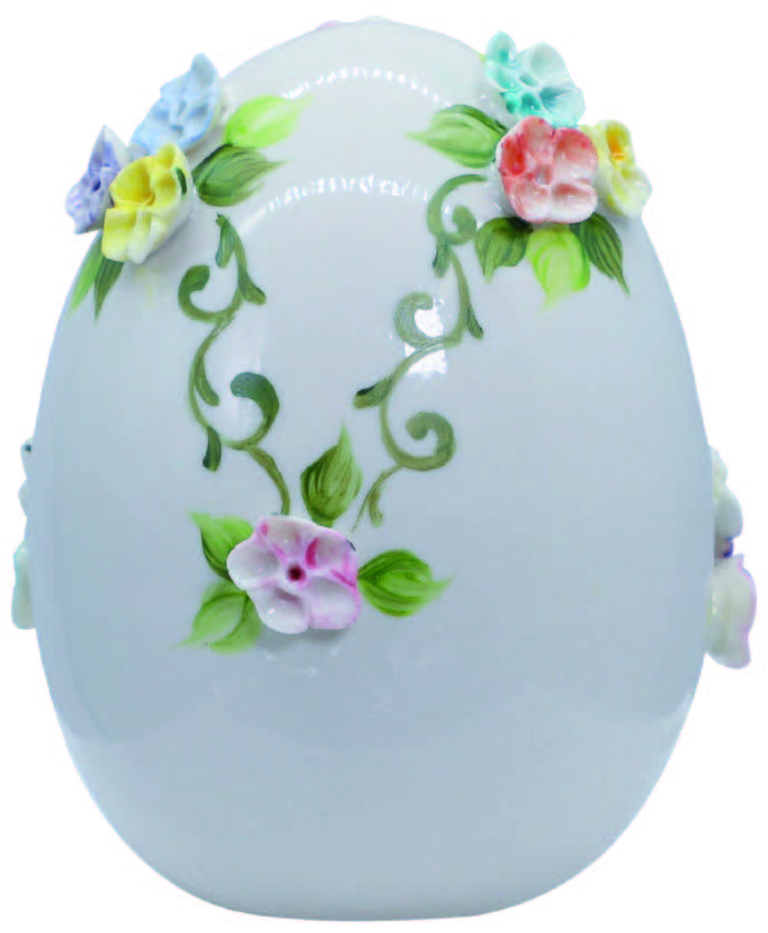 Sbordone Eifarbe Blüten Ø10 cm H.14 cm Porzellan in Italien UO45/2 hergestellt