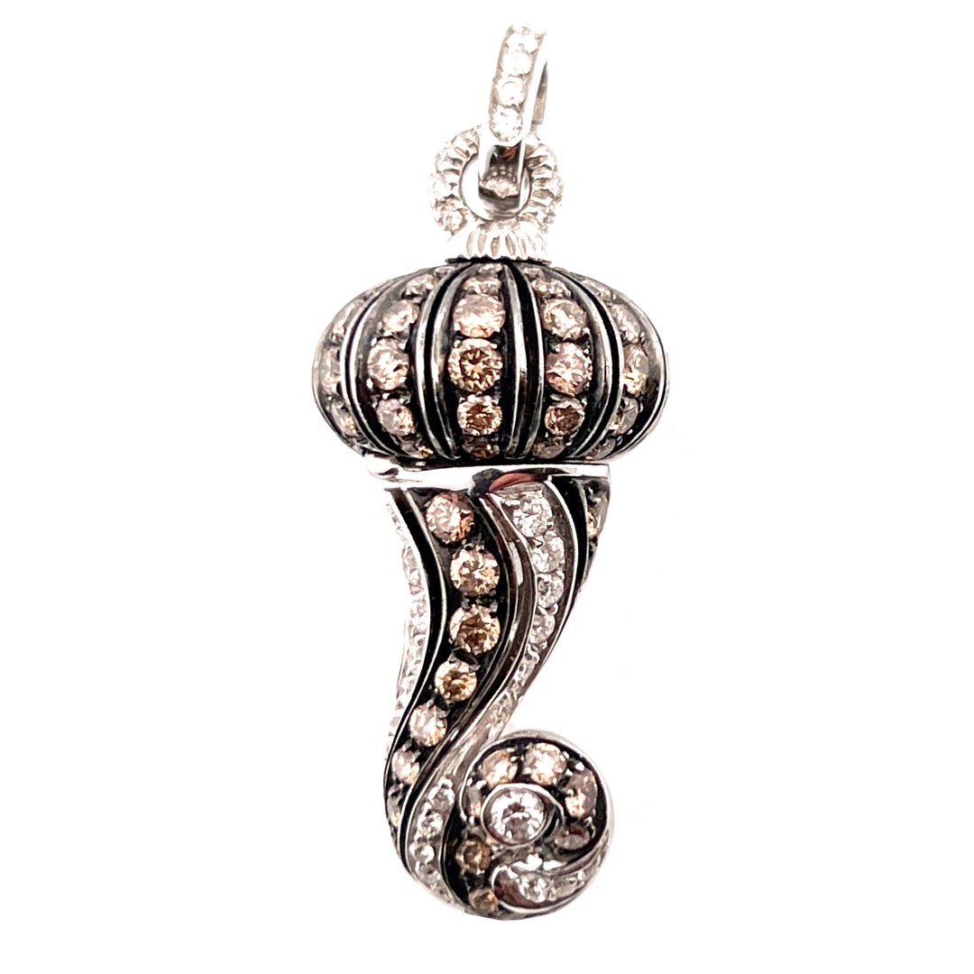 Chantecler pendant charm horn white 18kt white white diamonds and brown ch 21122