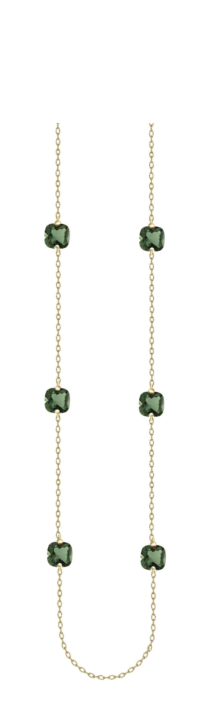 Pitti and Sisi Necklace Rainbow Silver 925 Finish PVD Yellow Gold Quartz Green CL 9594G/069