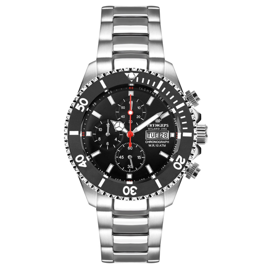Reloj Pryngeps Mediterráneo Chrono Sub Professional 100m 42mm negro acero cuarzo CR636 N/N