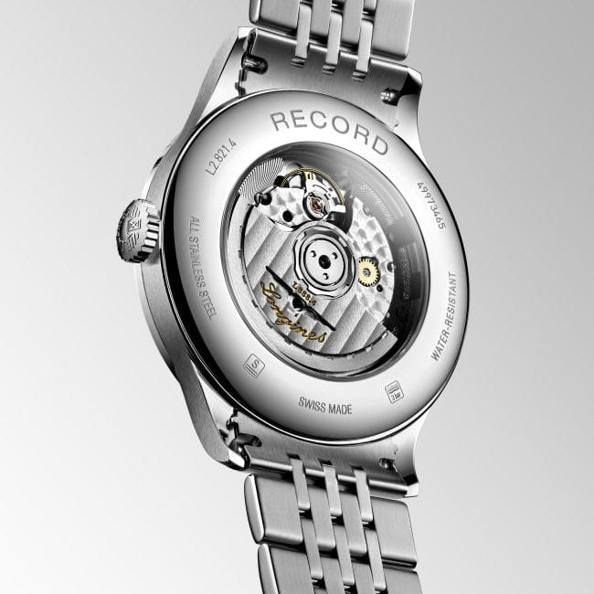 Longines orologio Record collection 40mm nero diamanti automatico COSC acciaio L2.821.4.57.6 - Capodagli 1937