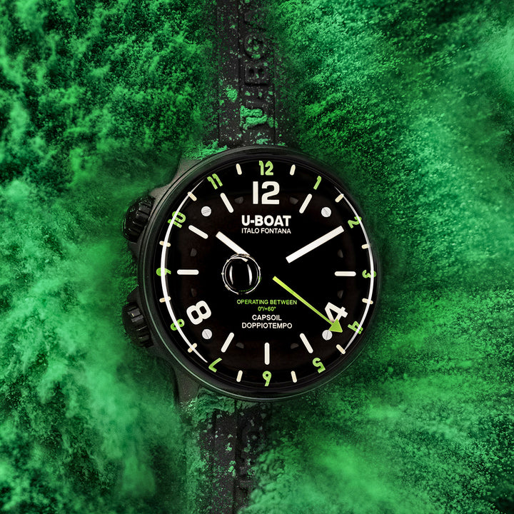 Capsail U-Boat Watch DLC Green Rehaut 45 mm en acier noir 8840