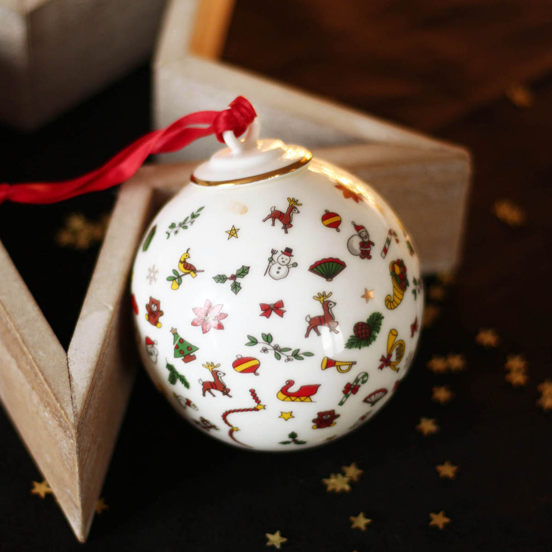 Taitu decoración bola de oro Noel bola 8 cm fino porcelana 12-4-17