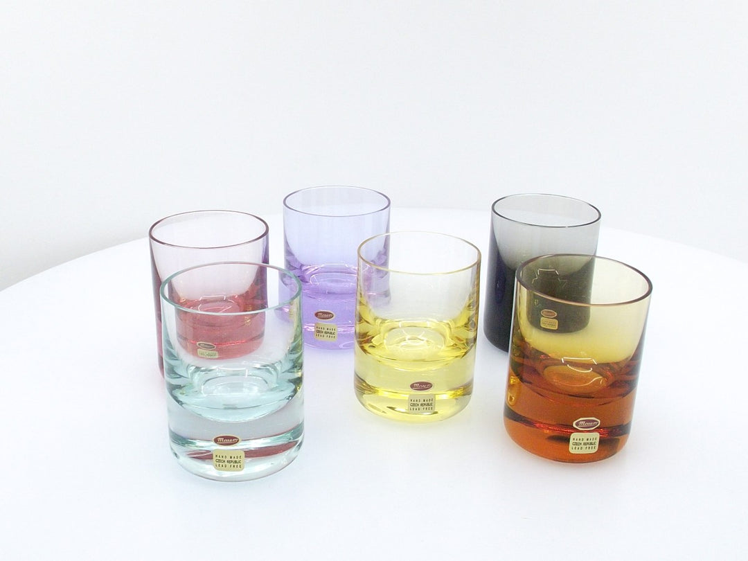 Moser set 6 bicchieri liquore 6 colori cristallo cecoslovacchia h 7cm d 5cm A-0557 - Gioielleria Capodagli