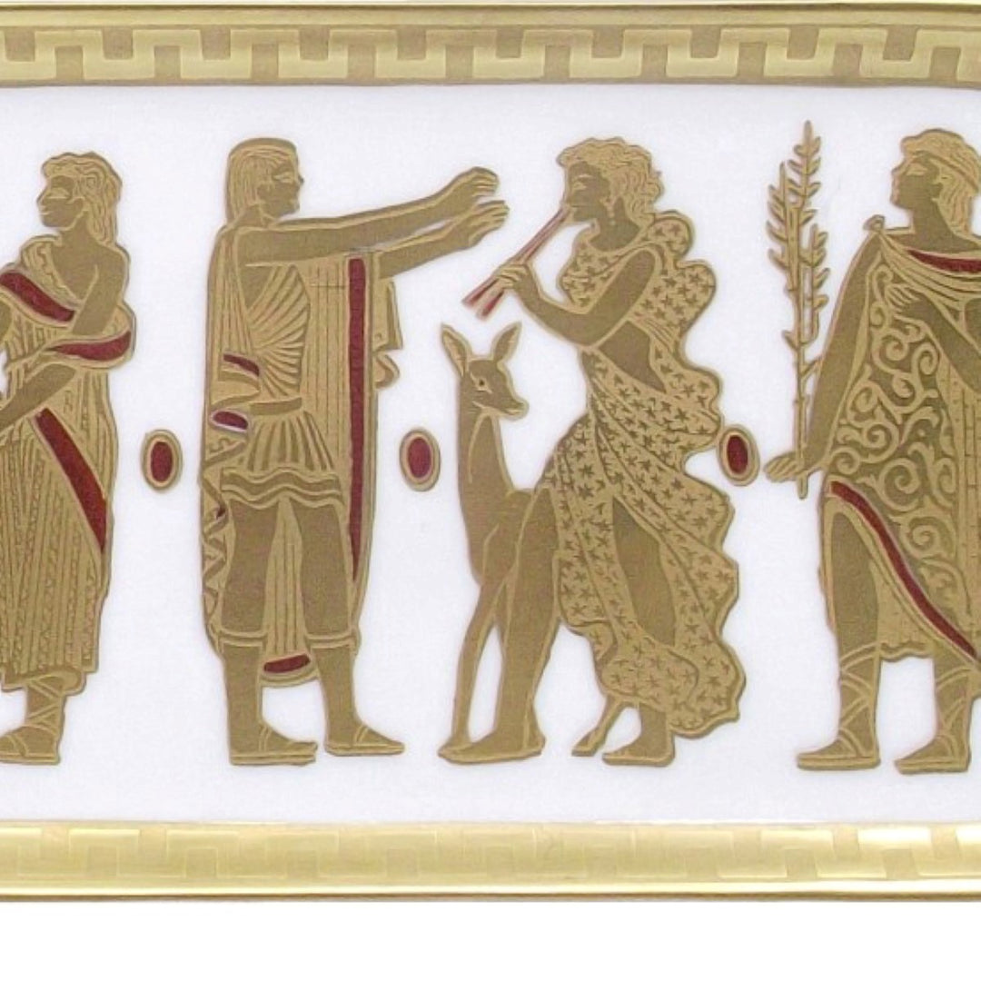 Morbelli Italy vassoio oreficeria su porcellana 15x32cm incisa a l'acquaforte decoro in oro zecchino A-FRO19-W - Gioielleria Capodagli