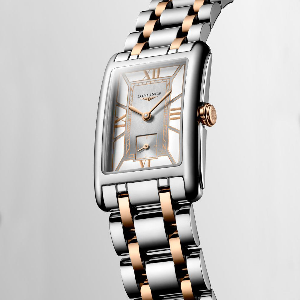 Reloj Longines DolceVita 23,30x37,00mm acero de cuarzo blanco y oro rosa de 18kt L5.512.5.75.7