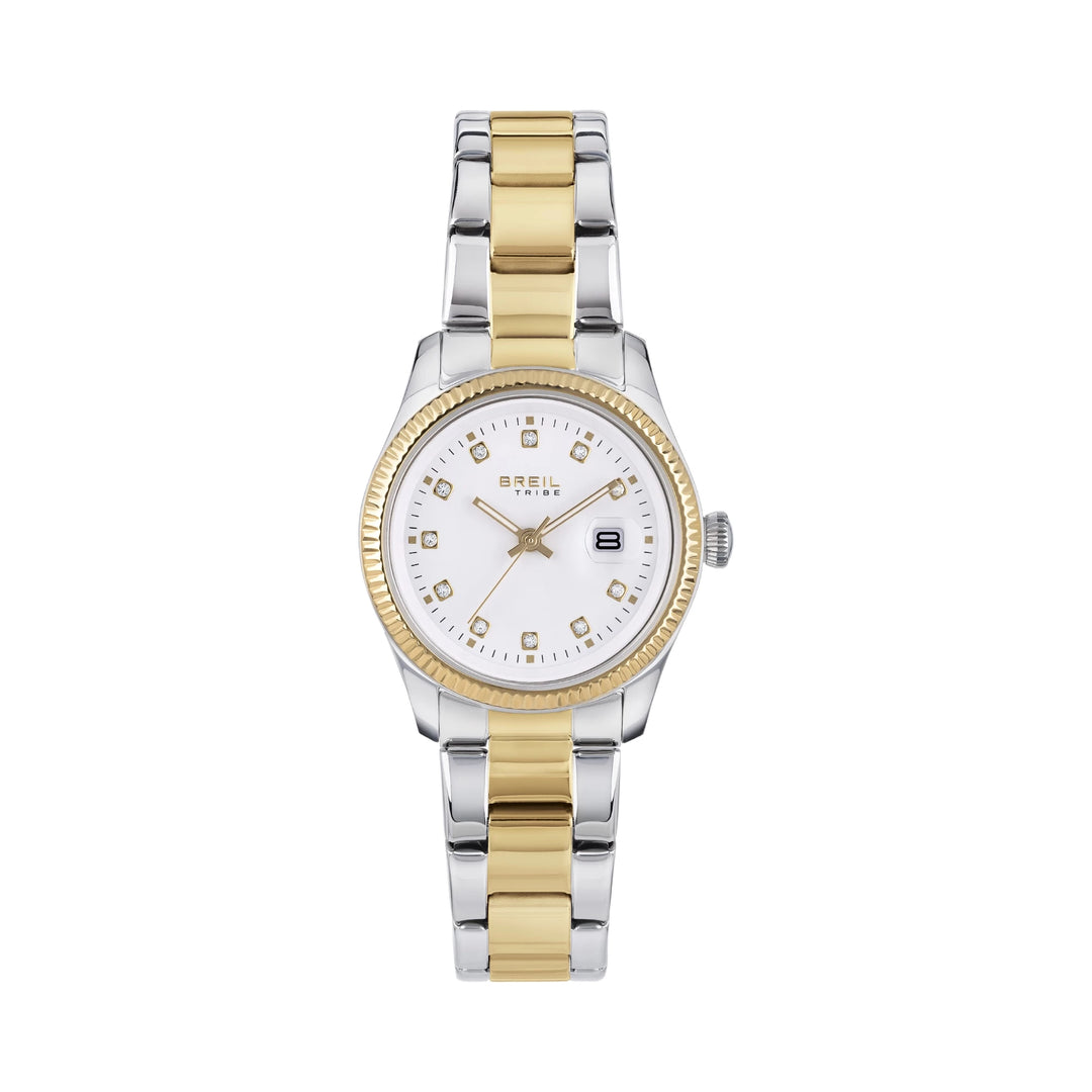 Breil orologio Classic Elegance 30mm bianco quarzo acciaio finiture IP gold EW0601