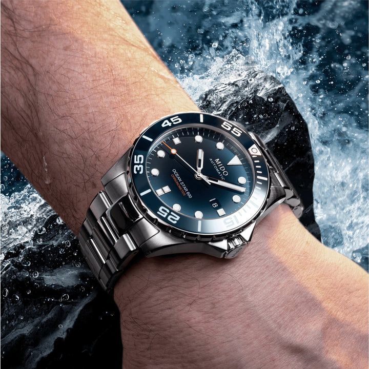 Mido montre Ocean Star 600 Chronomètre COSC 43.5mm bleu automatique acier M026.608.11.041.01
