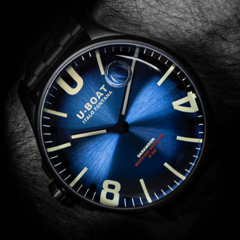 U-BOAT orologio DARKMOON 44mm BLUE IPB SOLEIL quarzo acciaio finitura IPB nero 8700/B - Capodagli 1937