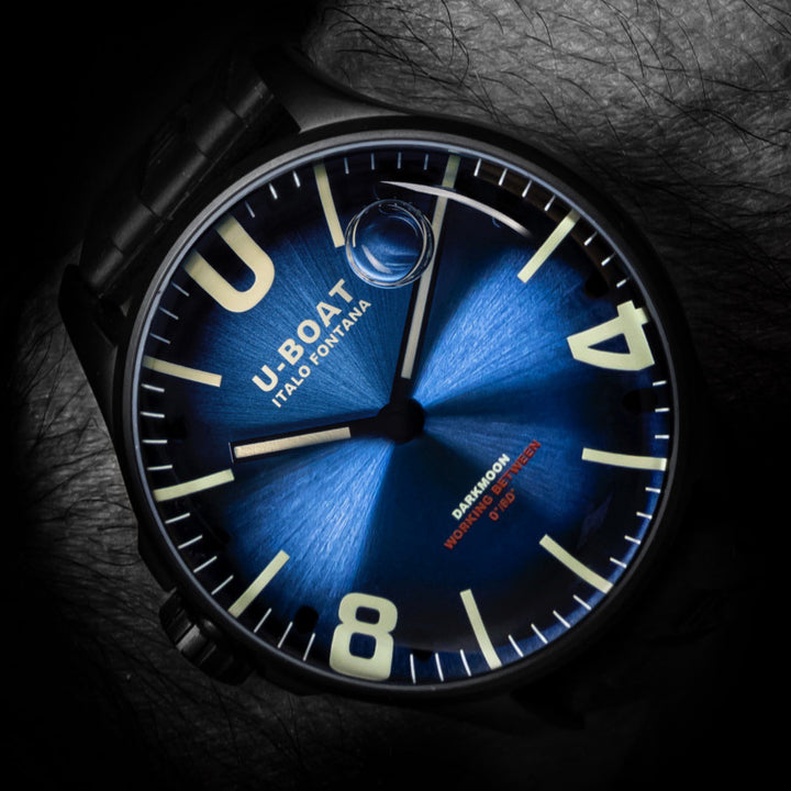 U-BOAT orologio DARKMOON 44mm BLUE IPB SOLEIL quarzo acciaio finitura IPB nero 8700/B - Capodagli 1937