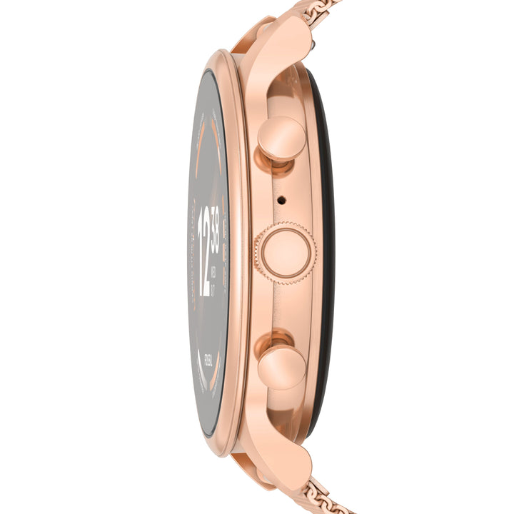 Montre connectée Fosssil Gen 6 avec bracelet en maille en acier couleur or rose FTW6082