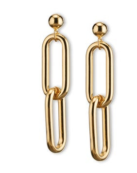 Sovrani orecchini doppi Fashion Mood anello catena 35x15mm bronzo dorato J6089 - Capodagli 1937
