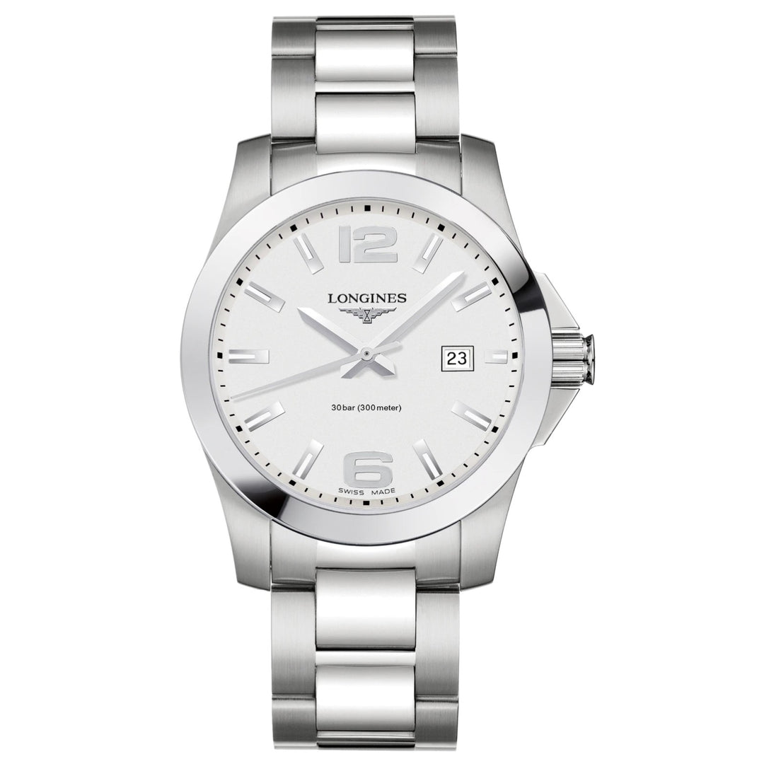 Longines watch Conquest 41mm silver quartz steel L3.759.4.76.6