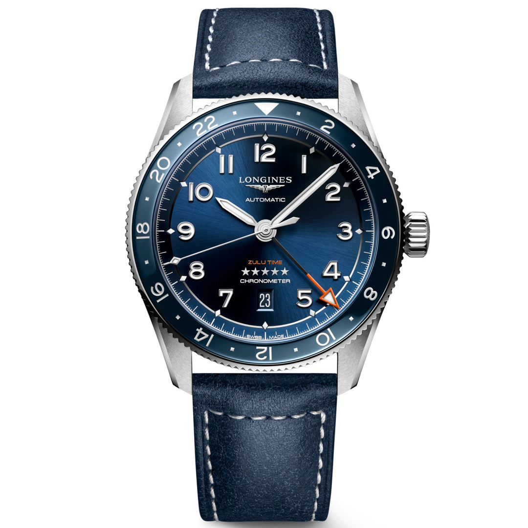 Longines watch Spirit Zulu Time 42mm blue automatic steel L3.812.4.93.2