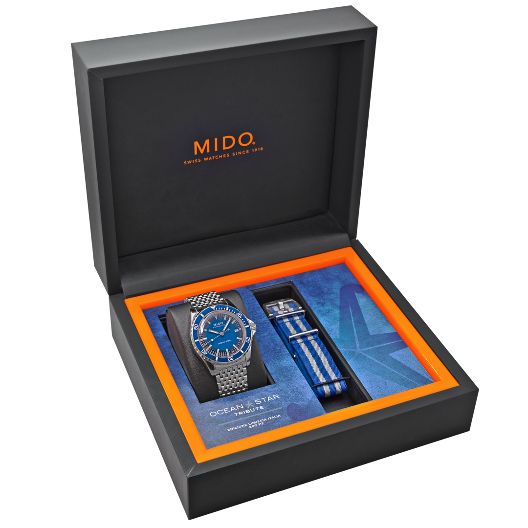Montre Mido Ocean Star Tribute Limited Edition 200pcs 40mm bleu acier automatique